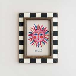 Soleil Sunshine Face Print - Smiling Sun Wall Art, Retro Boho Celestial Decor, Mediterranean Kitchen Pink Trendy Summer Poster - thumbnail 2