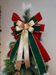 Red Green Gold Velvet Bow Wreath Christmas Tree Topper Lantern Bow Xmas Decorations Wedding - thumbnail 1