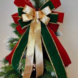 Red Green Gold Velvet Bow Wreath Christmas Tree Topper Lantern Bow Xmas Decorations Wedding - thumbnail 3