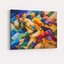Abstract Flowing Marathon Runners Contemporary Colourful Art Canvas Wall Print Decor Picture Ready To Hang - thumbnail 4