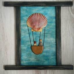 Picture Of Stones, Stones & Shell, Decorative Painting Wall Decoration, Stone Art, Hot Air Balloon, Adventure Picture, Home Decor - thumbnail 2