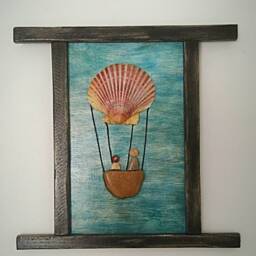 Picture Of Stones, Stones & Shell, Decorative Painting Wall Decoration, Stone Art, Hot Air Balloon, Adventure Picture, Home Decor - thumbnail 3