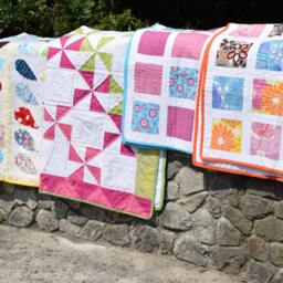 Modern Patchwork Cot Quilt Hot Pink & Turquoise Children's Bedding - thumbnail 4