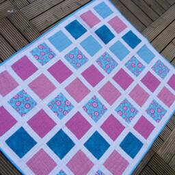 Modern Patchwork Cot Quilt Hot Pink & Turquoise Children's Bedding - thumbnail 2