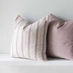Cushion Cover Set - 4, Pastel Red Stripes, Cotton Linen, Farmhouse - thumbnail 2