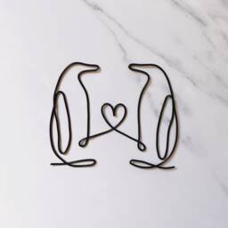 Wire Penguin Art Handmade Aluminum Heart Decor - thumbnail 2