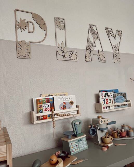 Children's Room Decoration - Wall Quotes Play Wording Nursery Decor Boho- Scandi Playroom Accessories Wooden - image 1