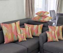 Handmade By Order Pink Blue Gold Foil Effect Abstract Paint Art Velvet Cushion Covers All Shapes Sizes Available - thumbnail 1