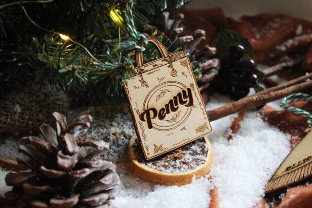 Personalised Shopping Christmas Ornament Shopaholic Wood Custom Bauble Laser Engraved Rustic Wooden Name Tree Decoration Irish - image 1