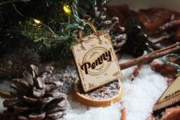 Personalised Shopping Christmas Ornament Shopaholic Wood Custom Bauble Laser Engraved Rustic Wooden Name Tree Decoration Irish - thumbnail 1