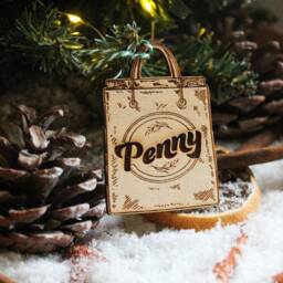 Personalised Shopping Christmas Ornament Shopaholic Wood Custom Bauble Laser Engraved Rustic Wooden Name Tree Decoration Irish - thumbnail 2