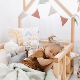 Montessori Floor Bed With Legs & Slats For Toddler, Playhouse, Kids Furniture Bedroom, Platform Frame, Nursery Handmade Furniture - thumbnail 2