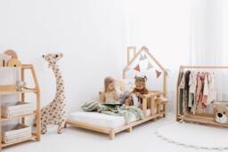 Montessori Floor Bed With Legs & Slats For Toddler, Playhouse, Kids Furniture Bedroom, Platform Frame, Nursery Handmade Furniture