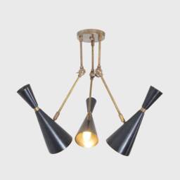 Mid Century Modern Brass Ceiling Light Fixture Lamp Low Ceiling, Handmade Italian Stilnovo Inspired Spot 3 Lights - thumbnail 3