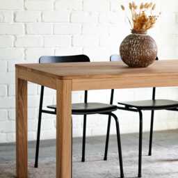 Solid Oak Dining Table - Farmhouse Kitchen Furniture, Natural Wood Room Piece
