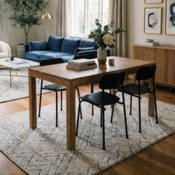 Solid Oak Dining Table - Farmhouse Kitchen Furniture, Natural Wood Room Piece - thumbnail 3