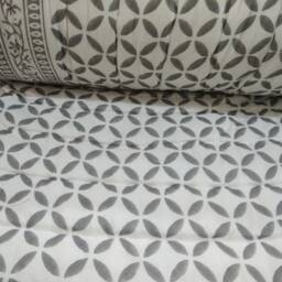 Hand Block Print Cotton Kantha Quilt Bedspread - thumbnail 3