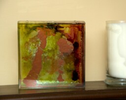 Found Object Plastic Box & Alcohol Ink Wall Art