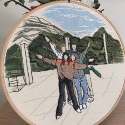 Custom House Embroidery Portrait Hoop Art - Personalized From Photo- Family Home Decor- Wooden Custom - thumbnail 3