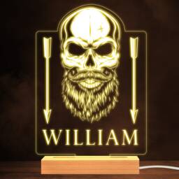 Hipster Skull With Moustache & Beard Warm Lamp Personalised Gift Night Light - Bedroom - thumbnail 1
