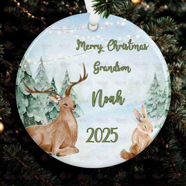 Personalised Kids Christmas Decoration - Grandson Santa Gift Custom Bauble For Boys Stocking Filler Eve Box - image 1