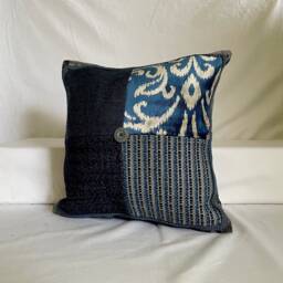 Christian Lacroix Pillow Cover Bohemian Blue Floral Print With Fringe - thumbnail 3