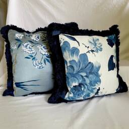 Christian Lacroix Pillow Cover Bohemian Blue Floral Print With Fringe - thumbnail 2