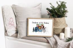 Personalized Christmas Family Portrait Print, Custom Holiday Decoration - thumbnail 1