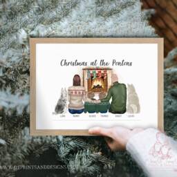 Personalized Christmas Family Portrait Print, Custom Holiday Decoration - thumbnail 2