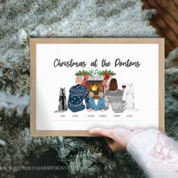 Personalized Christmas Family Portrait Print, Custom Holiday Decoration - thumbnail 3