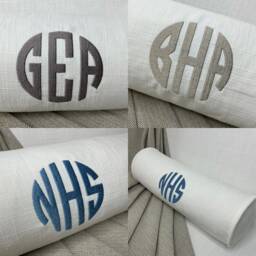 "Modern Personalised Name Initials Embroidered Bolster Cushion 16""x6" - thumbnail 3