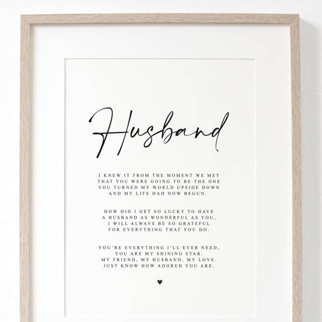 Husband Wife Girlfriend Partner Boyfriend Soulmate To The One I Love Poem A4 Unframed Print - Valentines Day Gift, Gift For Him Her - image 1