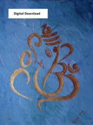 Ganesha Painting Modern Indian Wall Art, Diwali Gift - Digital Download - thumbnail 1