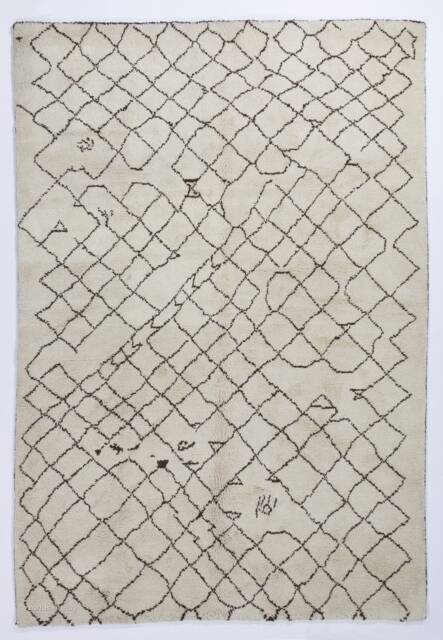 Handmade Beni Ourain Rug Moroccan Berber Wool Rug With Brown Diamond Pattern - image 1