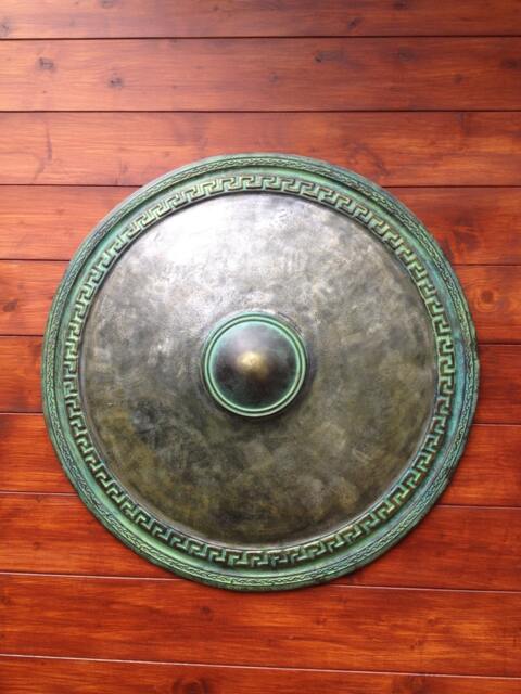 Replica Greek Shield Bronze Metal Sculpture, Ancient Warrior Armor - image 1
