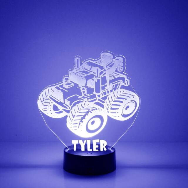Monster Truck Light Up, Custom Engraved Night Light, Personalized Free, 16 Color Options With Remote Control - image 1