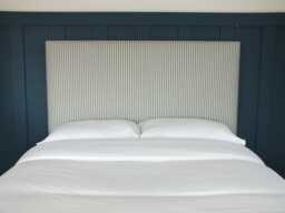 Blue Stripe Fabric Upholstered Headboard - Single Double King Size Super - thumbnail 1