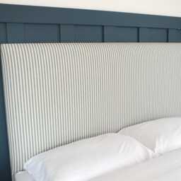 Blue Stripe Fabric Upholstered Headboard - Single Double King Size Super - thumbnail 3