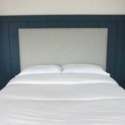 Blue Stripe Fabric Upholstered Headboard - Single Double King Size Super - thumbnail 2