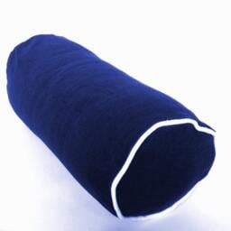 Navy Cotton Bolster Pillow Cover, Round Cylinder With Piping - thumbnail 3