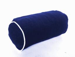 Navy Cotton Bolster Pillow Cover, Round Cylinder With Piping - thumbnail 1