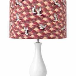 Japanese Cranes & Dahlias Lampshade Pink Floral Oriental Style - thumbnail 4