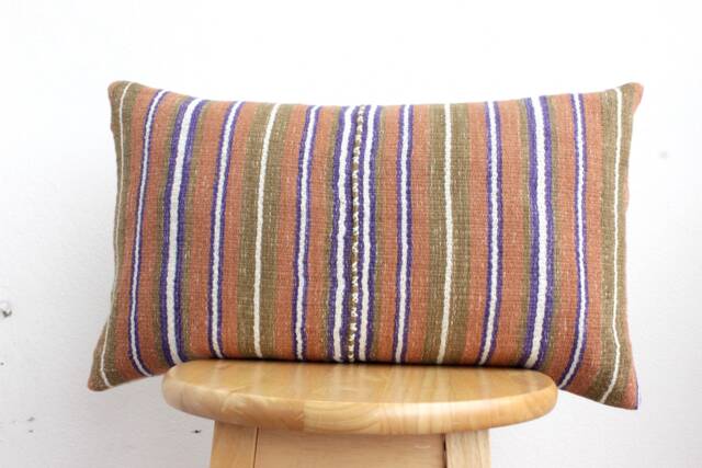 "Vintage Hmong Batik Pillow Cover Embroidered Ethnic Textile, 12"" X 20" - image 1