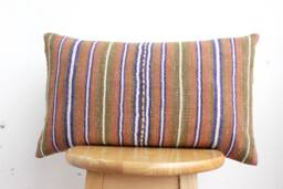 "Vintage Hmong Batik Pillow Cover Embroidered Ethnic Textile, 12"" X 20" - thumbnail 1