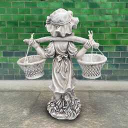 Stone Girl With Two Planter Statue Cement Garden Sculpture Flower Pot Concrete Flower Decoration Lover Gift - thumbnail 4