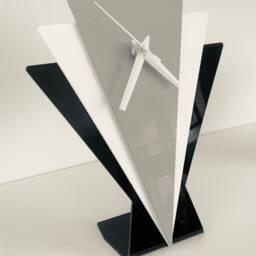 Art Deco Style Retro Mantle Clock Gift in Black White Grey Acrylic - thumbnail 3