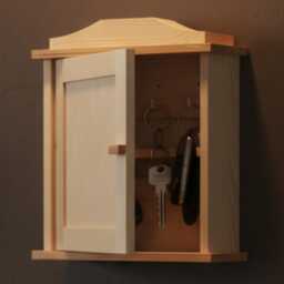 Wooden Key Cabinet - 5 Hooks Wall Mounted Box Key's Rack Hanging Holder Cupboard Organiser Paintable Decorative Wood - thumbnail 2
