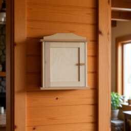 Wooden Key Cabinet - 5 Hooks Wall Mounted Box Key's Rack Hanging Holder Cupboard Organiser Paintable Decorative Wood - thumbnail 3
