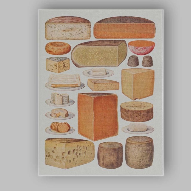 Vintage Artisan Cheese Collection Food Illustration Canvas Wall Art Print Decor Picture Ready To Hang - image 1