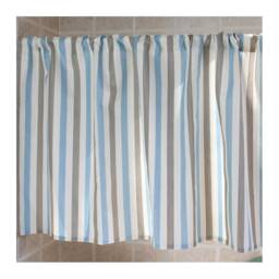 Cafe Curtain Window Valance/Window Treatment/Kitchen Room Curtain/Child Bedroom Curtain/Bathroom Shower Curtain-Blue Gray Stripe, Free Gift - thumbnail 3